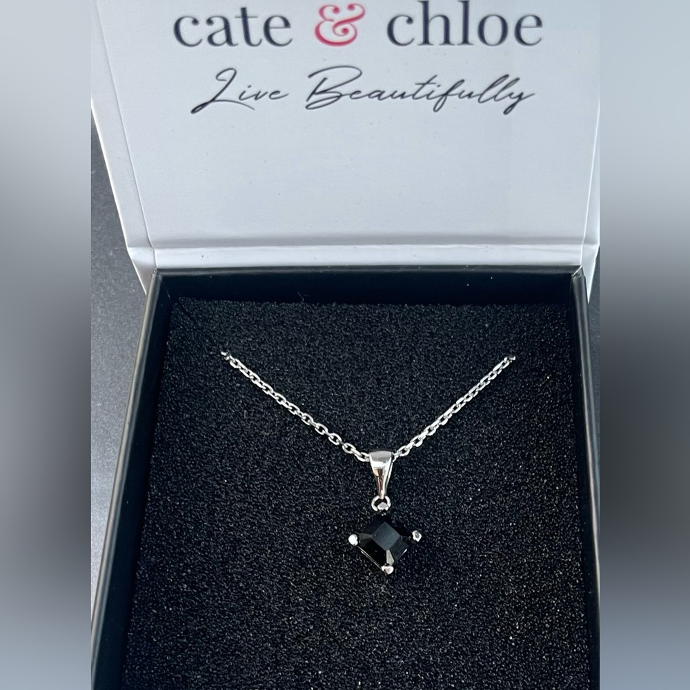 New - Cate & Chloe Swarovski Black Crystal  Pendant Necklace